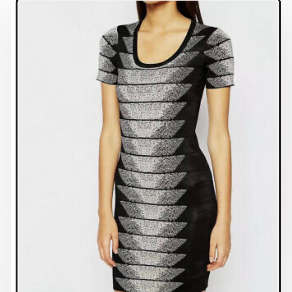 French Connection Spotlight Fleck Jacquard Dress Bodycon  Heavy Knit Midi Small